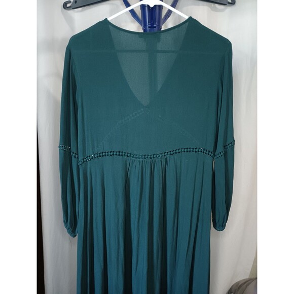 Earthbound Trading Co Women’s Size Small Emerald Green Boho Lagenlook Dress - Picture 5 of 7